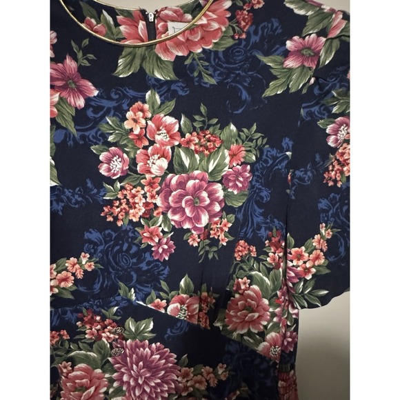 Miss Dorby Dress Floral Cottagecore Gold Buttons 80s 90s Sz 14 Floral Vintage - Picture 5 of 9